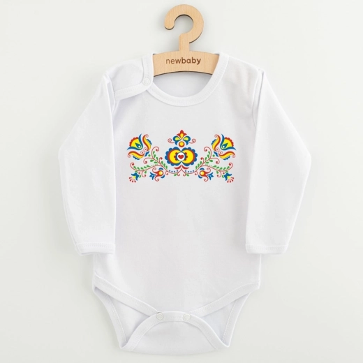 Babybody met lange mouwen New Baby met folkloristisch patroon, maat 68