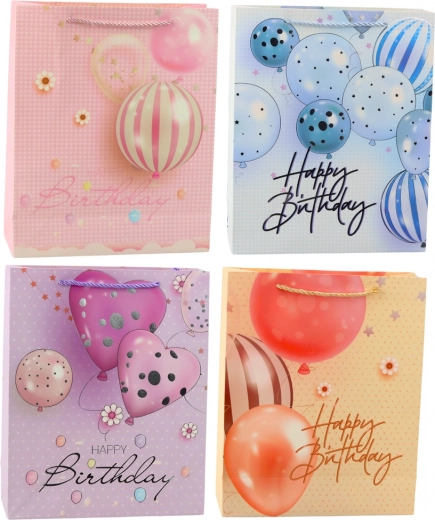Cadeautas voor verjaardag met ballonnen Happy Birthday 32 × 26 × 12 cm