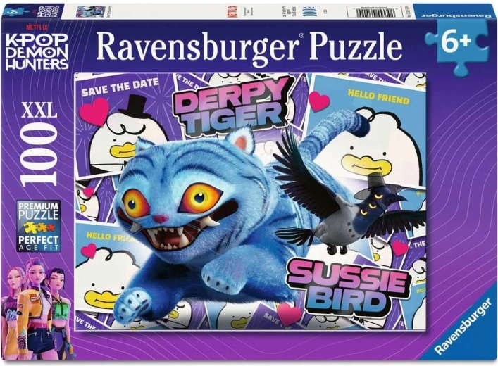 Ravensburger puzzel K-pop: Gekke tijger en vogeltje Sussie XXL 100 stukjes
