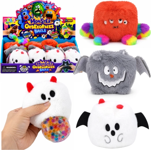 Pluchen antistress-knijpfiguurtje vierkant met glitters 8 cm - 1 stuk