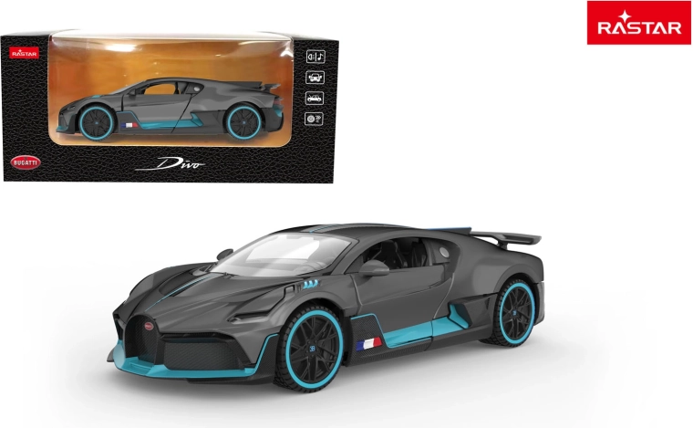 Metalen autootje Bugatti Divo 1:32 grijs Rastar