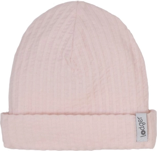 Lodger katoenen muts Beanie Seersucker tan 0–6 maanden