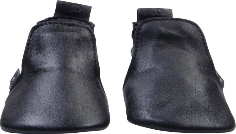 Lodger Stepper basic zwarte leren slofjes 3–6 maanden