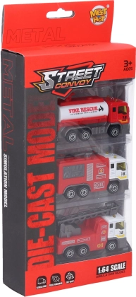 Brandweerautootjes set 3 stuks 8,5 cm