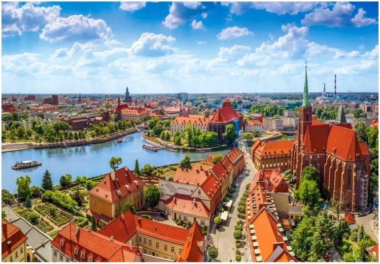 Puzzel Luchtfoto van Wrocław 1000 stukjes CASTORLAND
