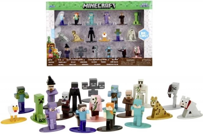 Set van metalen nano-figuren MINECRAFT – 18 stuks, Wave 12