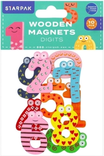 Houten magneetjes met cijfers – set van 10 stuks