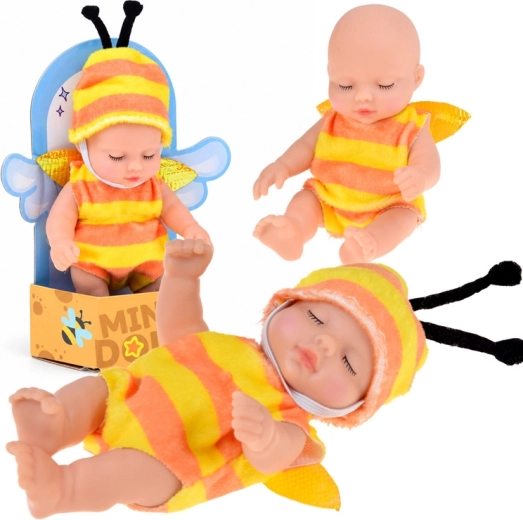 Mini babypopje in bijenkostuum 11 cm - 1 stuk