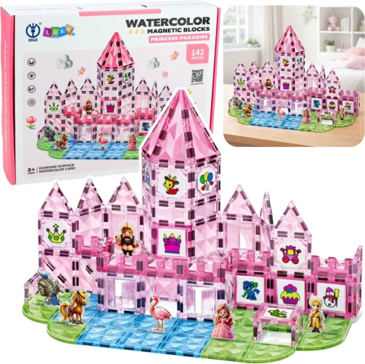 Magnetische bouwset – prinsessenkasteel, 142 stuks