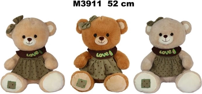 Pluchen teddybeer in jurk 52 cm - 1 stuk