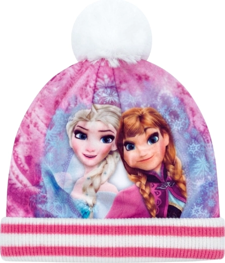 Kinderwintermuts Disney Frozen met Elsa en Anna en pompon