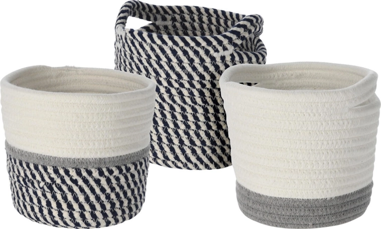 Ronde katoenen mand 13 cm – mix van kleuren en decoraties