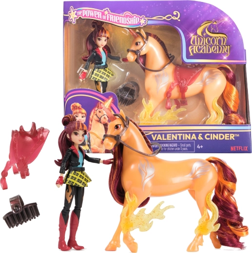 Unicorn Academy set met figuur Valentina en Cinder met accessoires