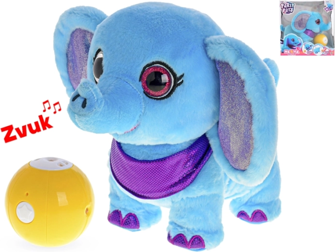 Rijdende pluche olifant met bal en geluid 27 cm