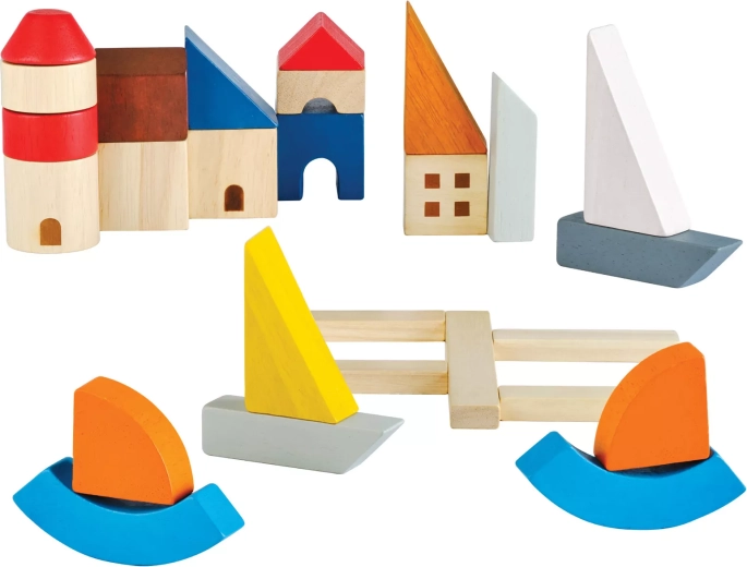 PlanToys houten bouwset aan zee (27 onderdelen)
