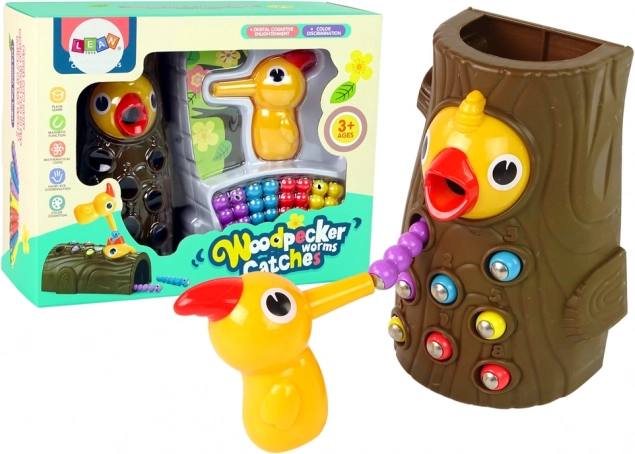 Magnetisch handvaardigheidsspel Vang de worm, voer het vogeltje en voer de specht