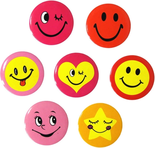 Grote smiley-badge 4,5 cm - 1 stuk
