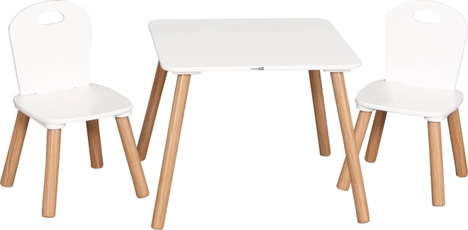 Kinderhouten tafeltje met stoelen Athena – wit