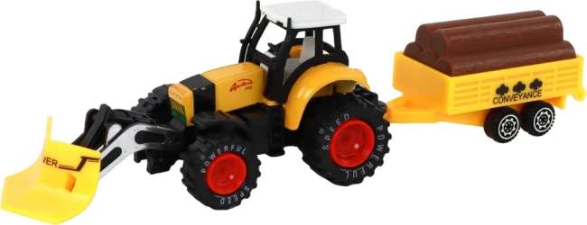 Tractor met aanhanger geel rood