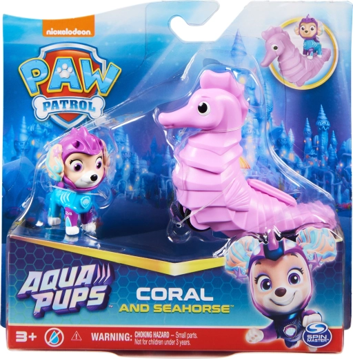 Paw Patrol Aqua Pups – figuur Coral en voortuig zeepaardje
