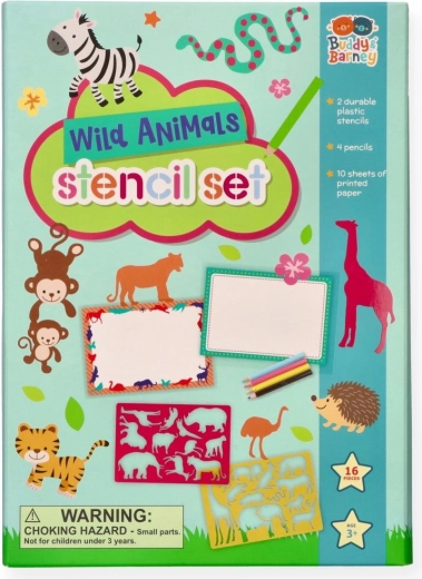 Buddy & Barney creatieve sjablonen met wilde dieren en kleurpotloden