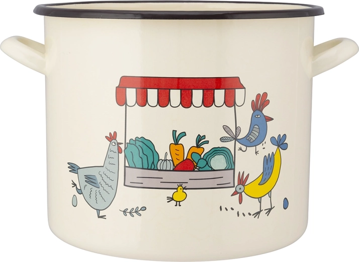 Geëmailleerde soeppan voor bouillon Kurki crème 10 l met deksel