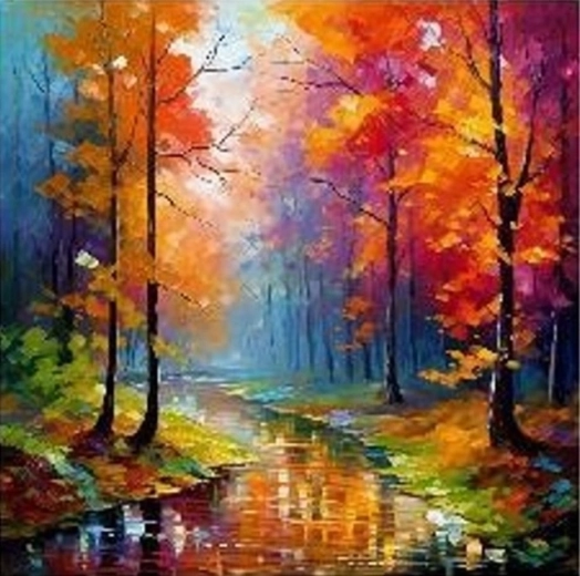 NORIMPEX Schilderen op nummer Rivier in het herfstbos 40 × 50 cm