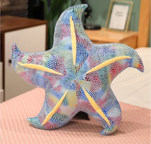 Blauwe pluchen zeester kussen 45 cm