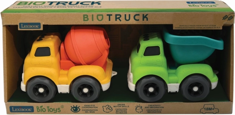 Lexibook set van ecologische bouwvoertuigen van bioplastic 18 cm