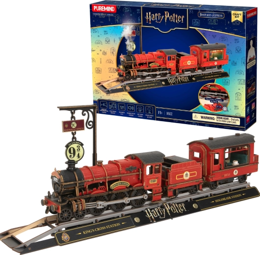 Puremind Harry Potter houten 3D-model van de trein Hogwarts Express met licht en geluid