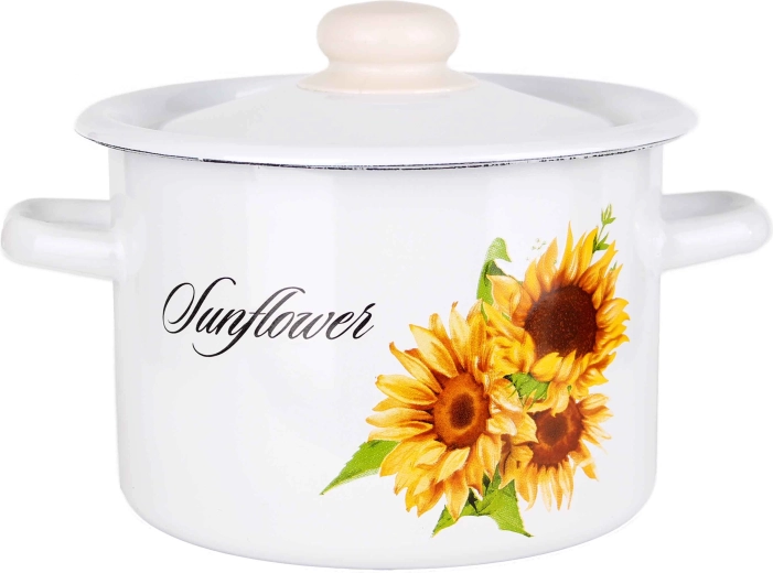 Geglazuurde pan met deksel TORO 3 l zonnebloem