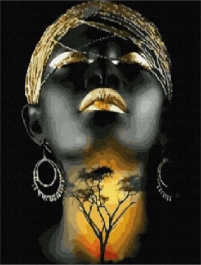 Diamond painting Afrikaanse vrouw 30 × 40 cm