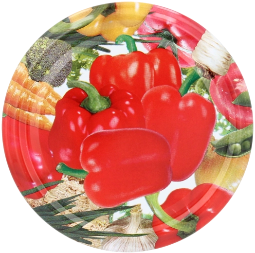 Metalen inmaakdeksels 82 mm met paprikamotief, 10 stuks