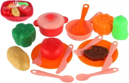 Set kinderservies in mand met accessoires