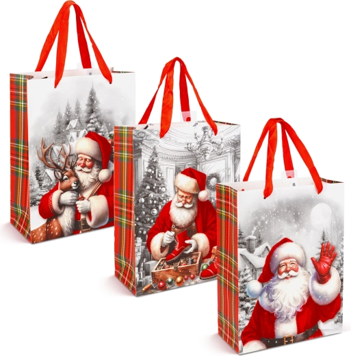 Kerstcadeautas met fluwelen effect en Sinterklaasmotief - 1 stuk