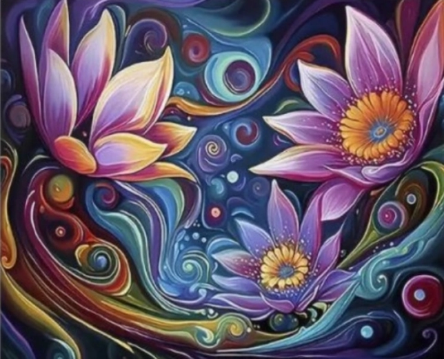 Diamond painting Abstracte bloemen 30 × 40 cm