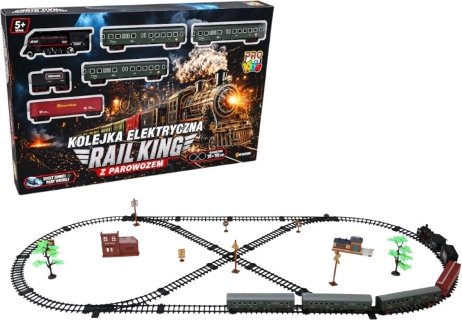 Elektrische treinset Rail King met stoomlocomotief