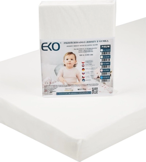 EKO hoeslaken met elastiek jersey wit 120 × 60 cm