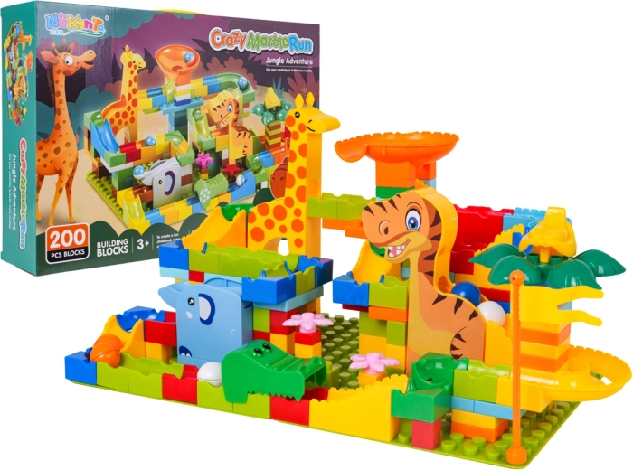 Knikkerbaan van bouwblokken Jungle, 200 onderdelen