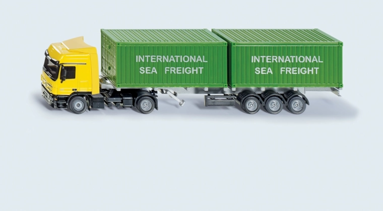 SIKU Super vrachtwagen Mercedes-Actros met 2 containers
