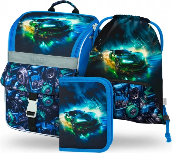 Baagl schoolset Zippy raceauto – schooltas, etui en gymzak