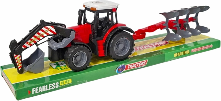Tractor met ploeg en voorlader – speelgoed voor kinderen vanaf 3 jaar