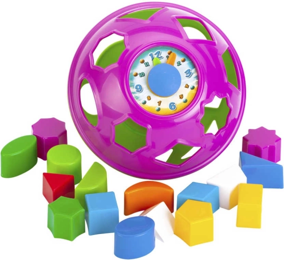 Baby-inlegpuzzel UFO met klok 17 cm (16 vormen)