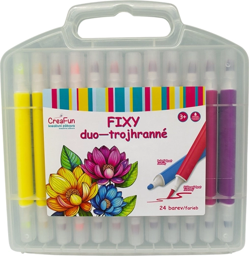 CreaFun Fixy Duo, driehoekig, 24 kleuren
