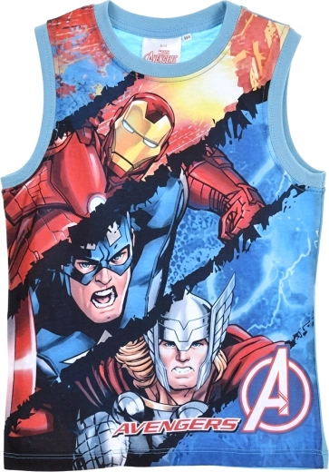 Avengers kinderhemd zonder mouwen met motief van Iron Man, Captain America en Thor, turquoise