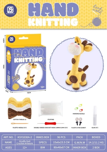 Creatieve set om een knuffel van garen te maken – giraf