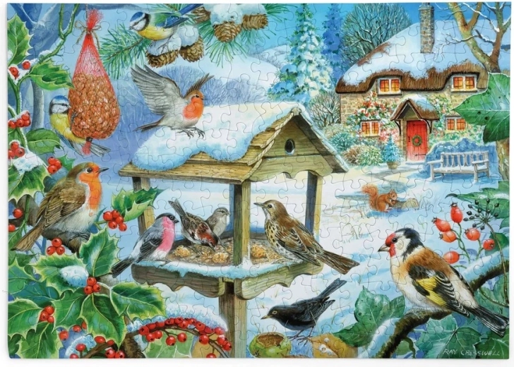 House of Puzzles Puzzel Vogeltjes bij de voederplek met 250 grote stukjes