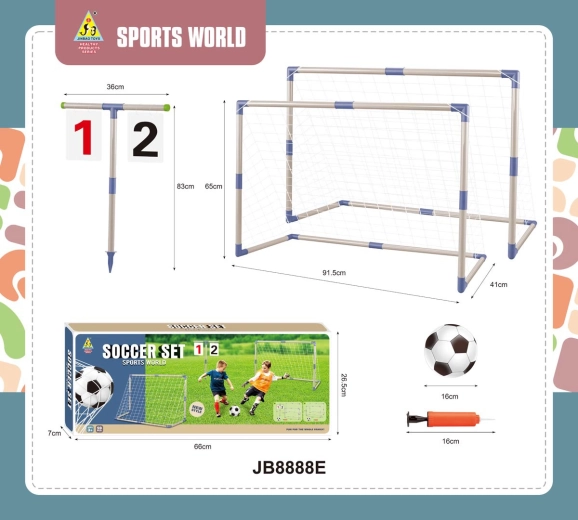 Voetbaldoel voor kinderen met scorebord en accessoires - 2 stuks