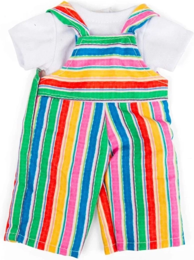 Bigjigs Toys gestreepte tuinbroek met bretels en wit T-shirt voor pop van 28 cm