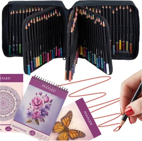 Maaleo kunstset kleurpotloden 120 kleuren met schetsboek en etui
